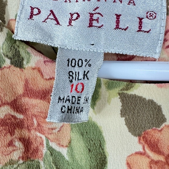 Vintage Adrianna Papell Size 10M 100% Silk Floral Maxi Dress Blouson Cottage - Picture 5 of 7